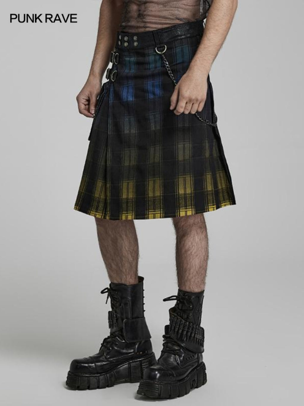 Punk plaid Scottish A-line skirt