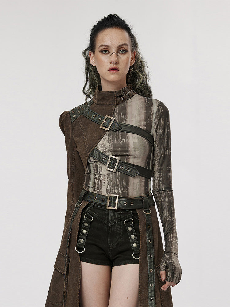 Punk Cropped Shoulder Cape Jacket