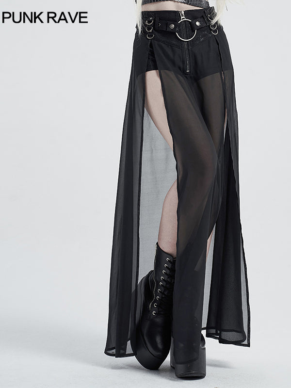 Punk Shorts with Mesh Skirt