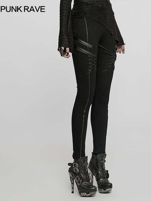 High-Waist Black Punk Leggings