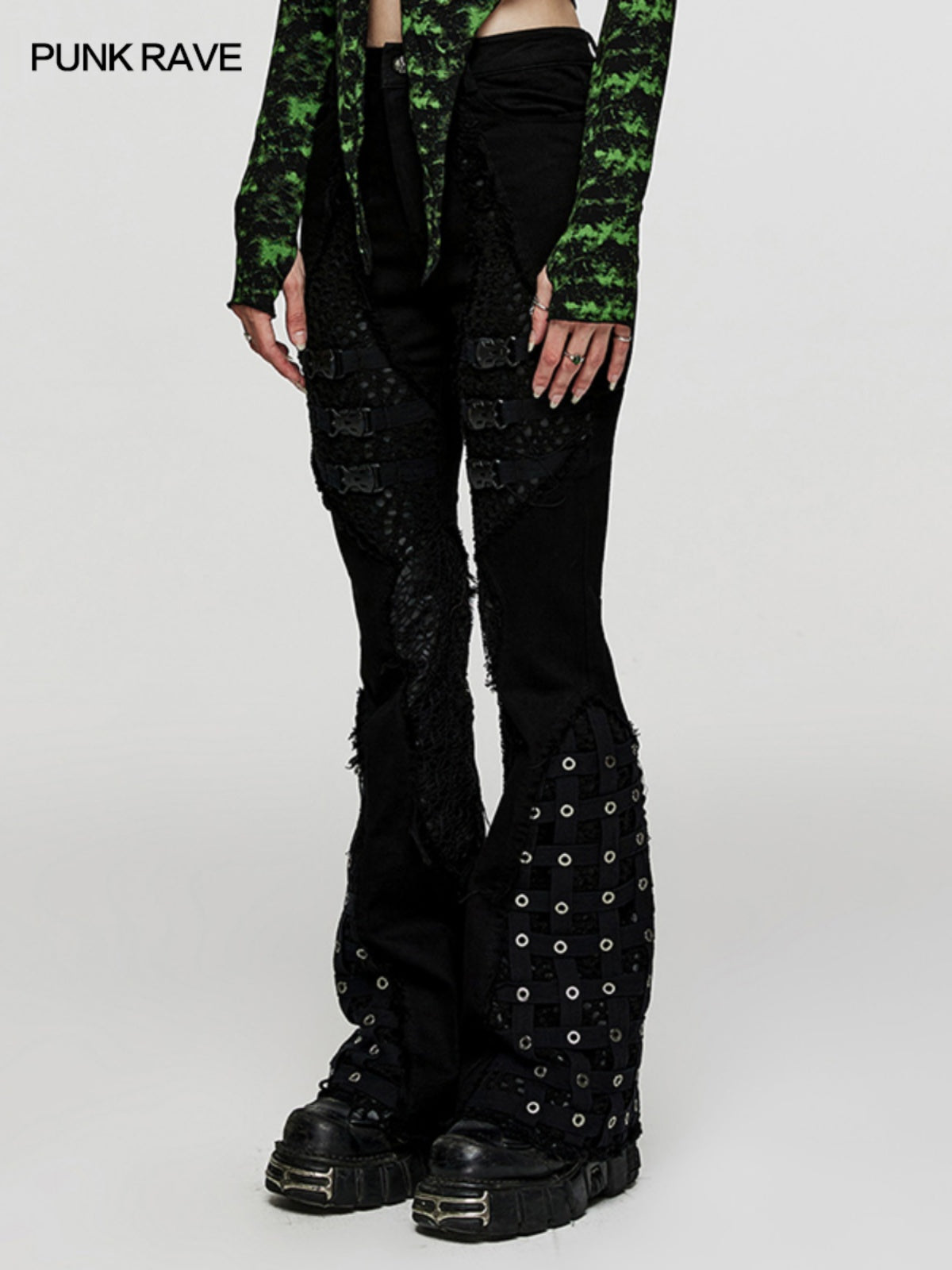 Punk Ripped Flared Jeans Women