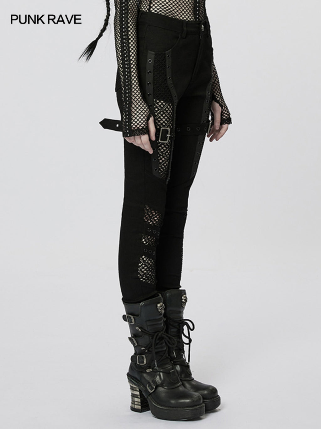 Mesh Cutout Skinny Pants Women