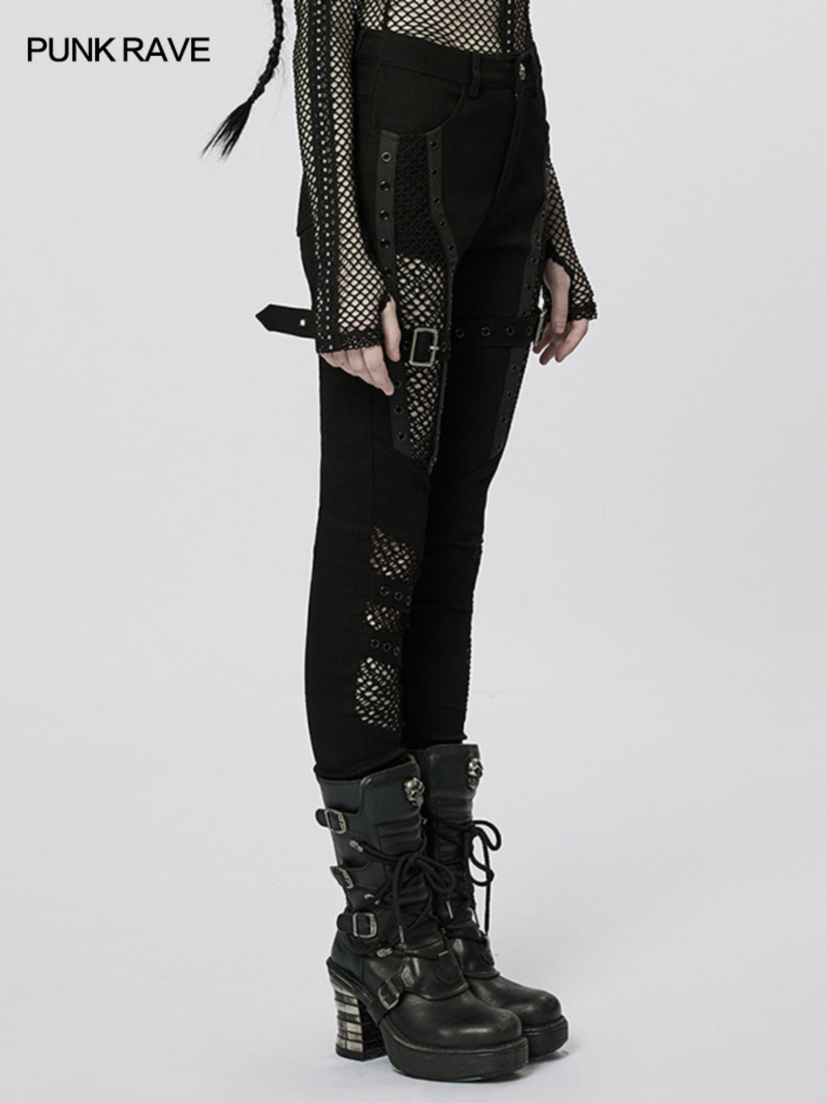 Mesh Cutout Skinny Pants Women