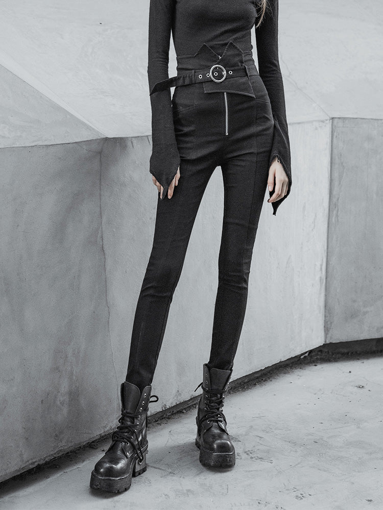 High-Waist Straight Black Jeans Women