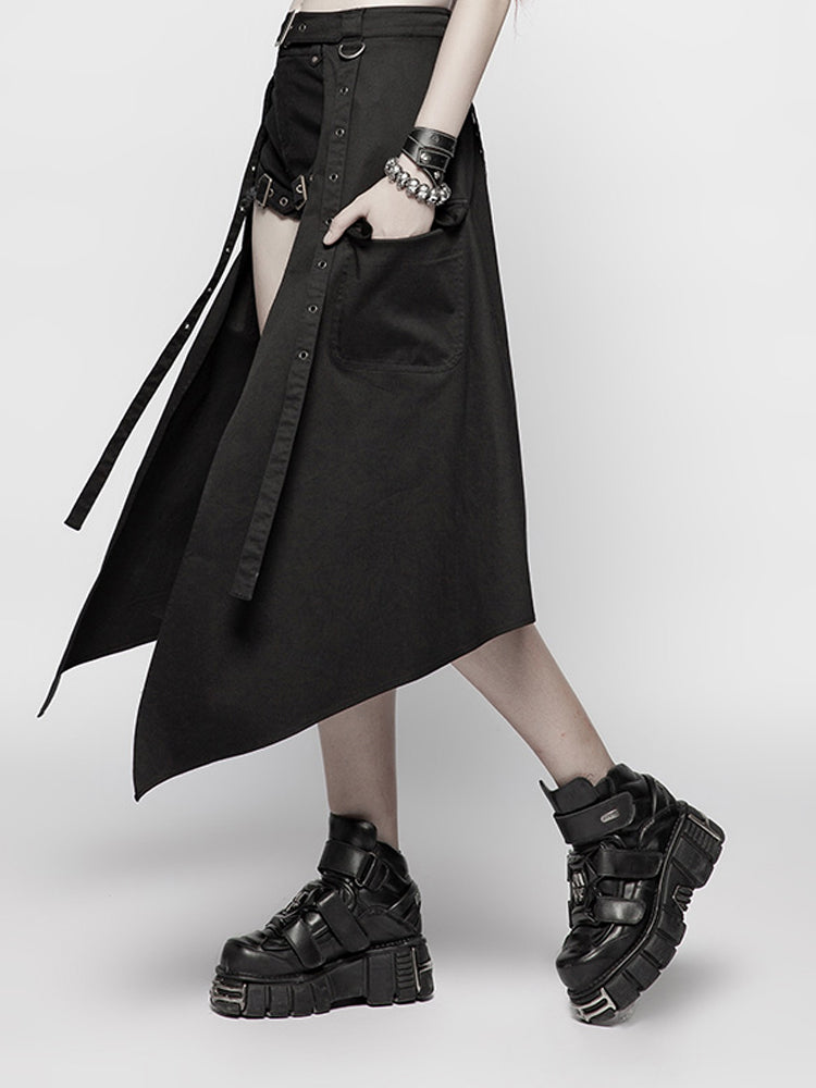 High-slit goth midi skirt