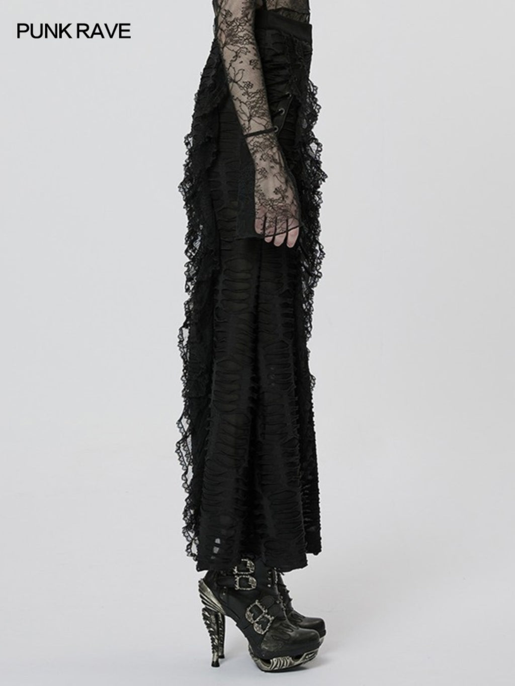 Goth slit bodycon maxi skirt