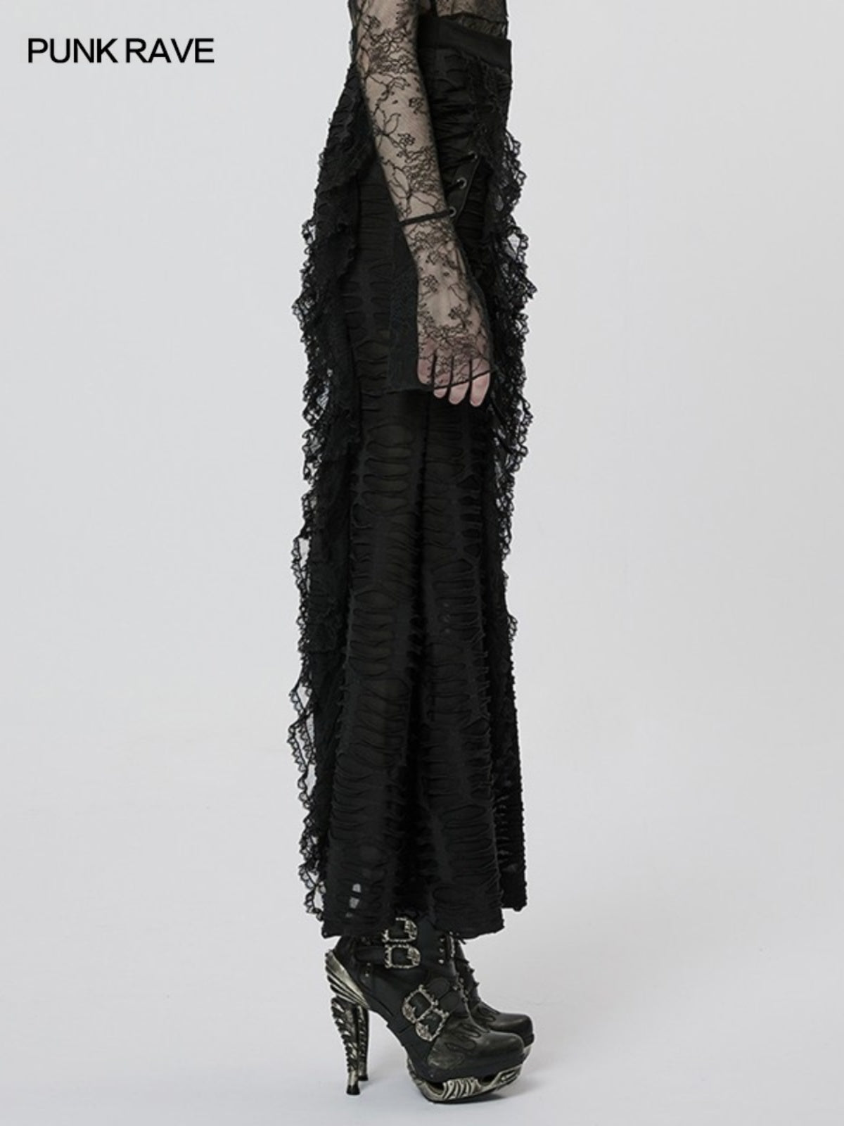 Goth slit bodycon maxi skirt