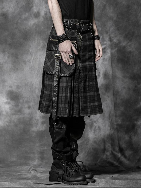 Punk plaid Scottish midi skirt