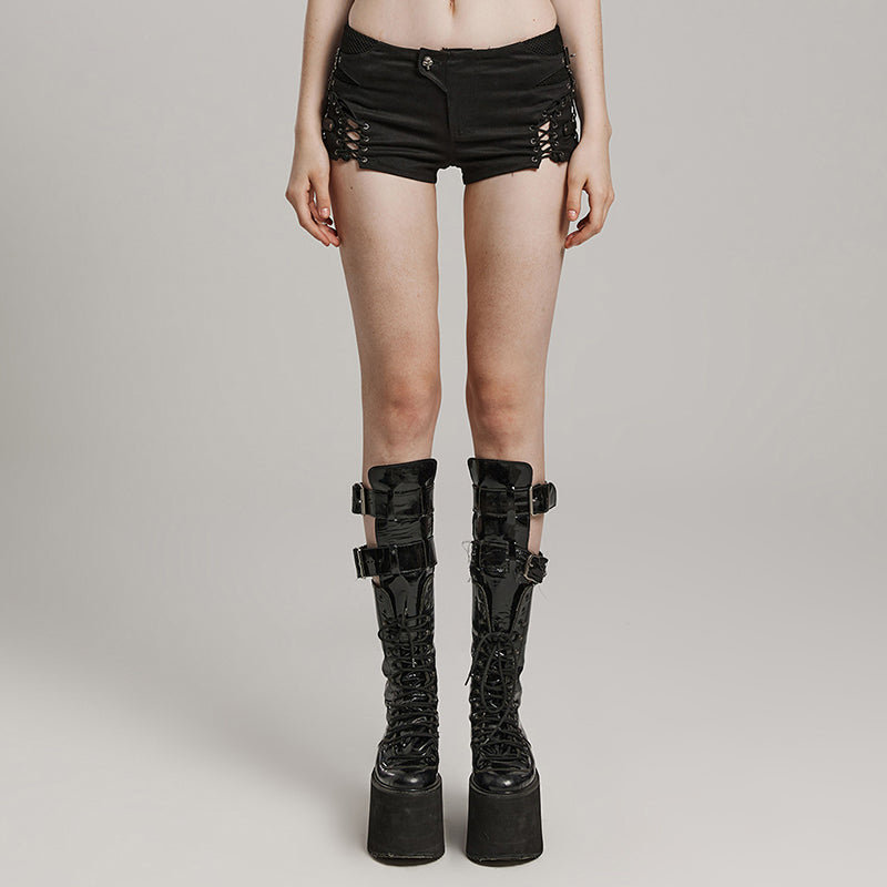 Punk Low-Rise Tight Denim Shorts