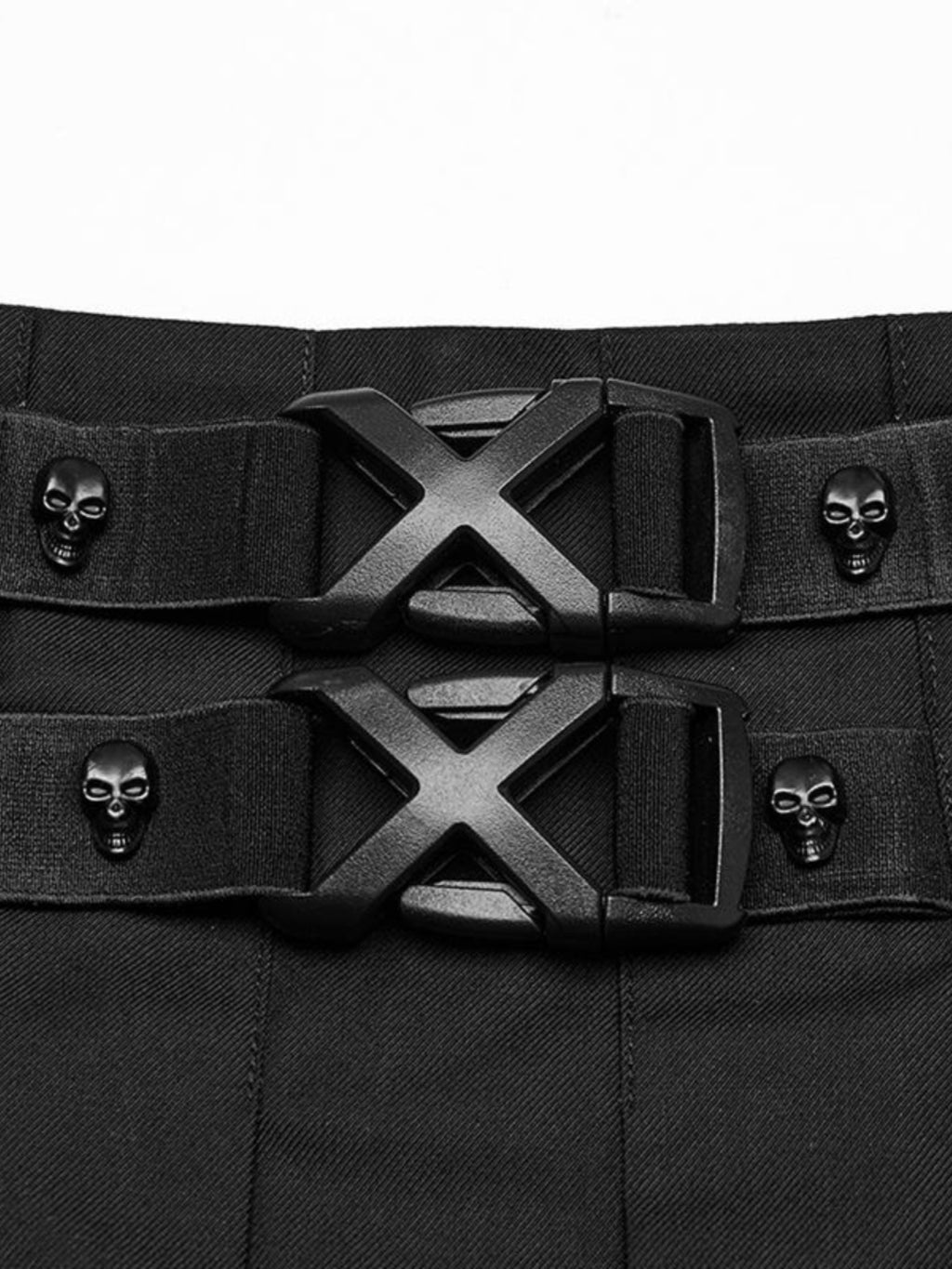 Punk buckle pleated A-line skirt