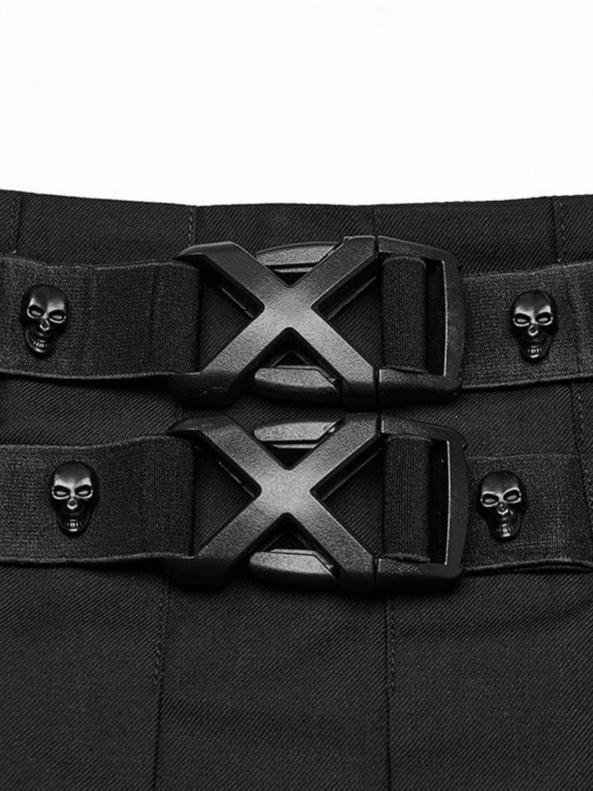 Punk buckle pleated A-line skirt