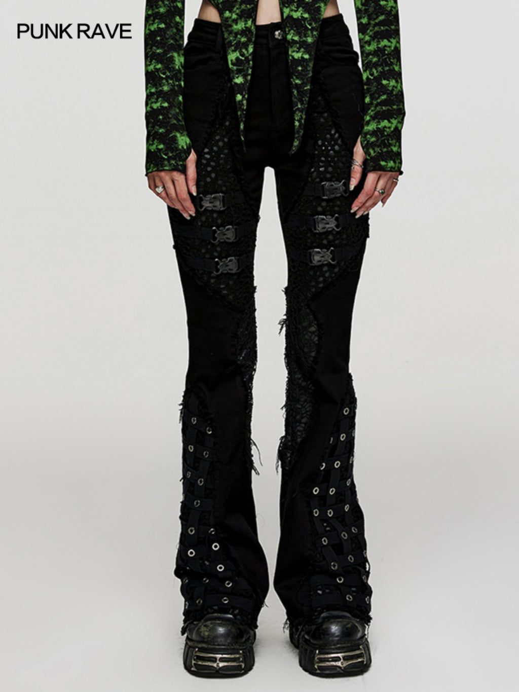 Punk Ripped Flared Jeans Women