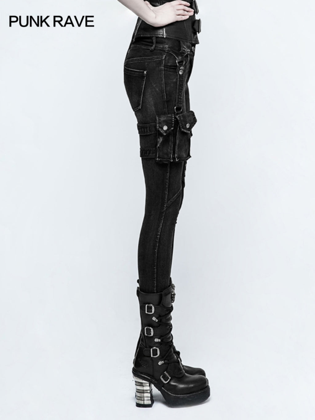 Moto-Style High-Waist Skinny Jeans