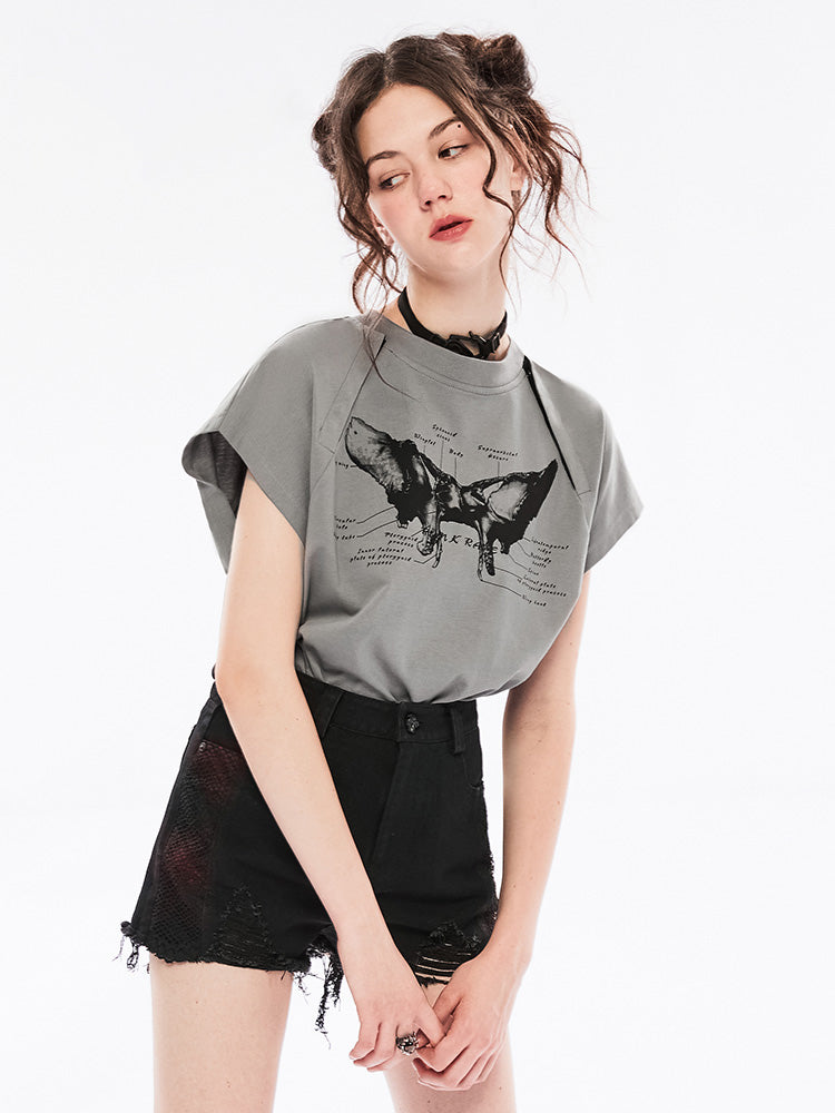 Punk Off-Shoulder Black Tee