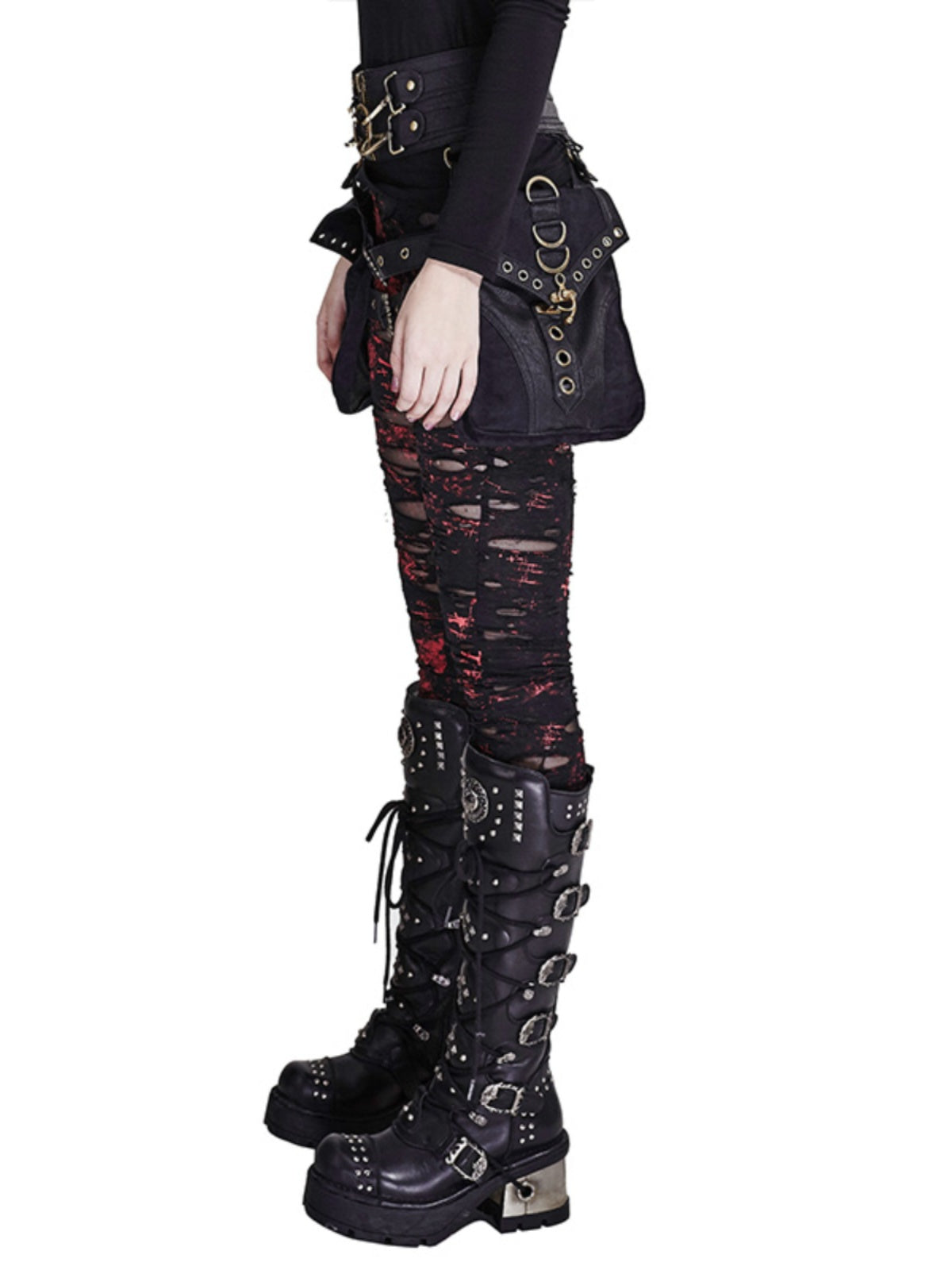 Goth Cutout Steampunk Skinny Pants