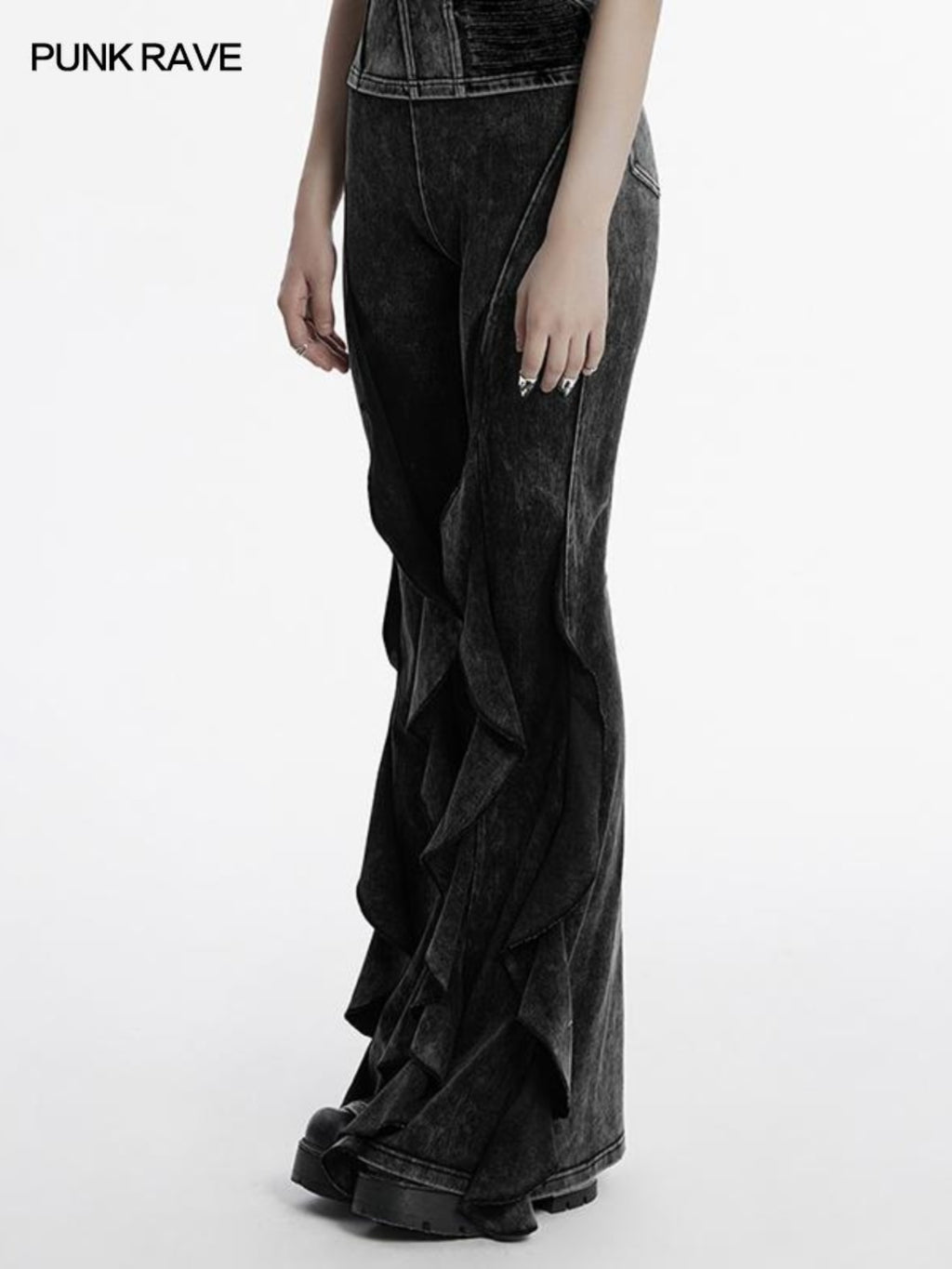 Retro Punk Flared Denim Pants