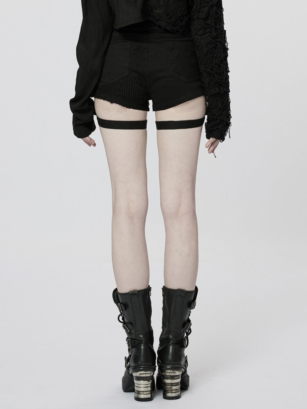 Punk Wide-Leg Ripped Denim Shorts