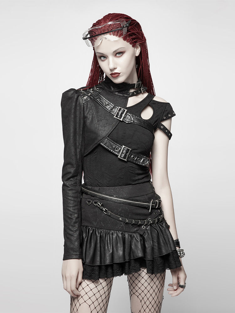 Punk Cropped Shoulder Cape Jacket