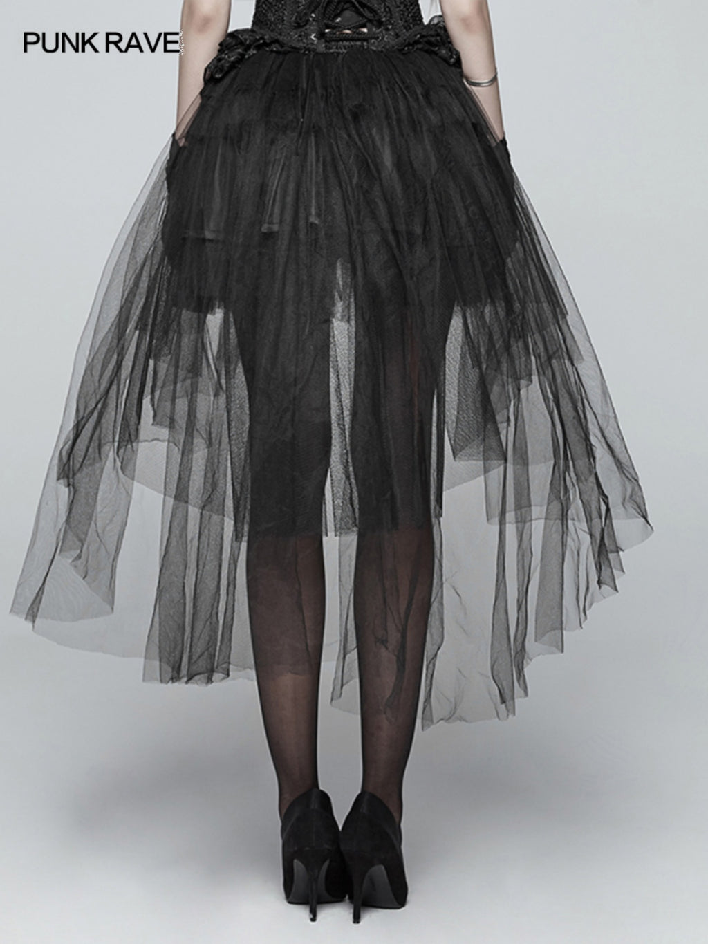 Punk Mesh Lace Midi Skirt
