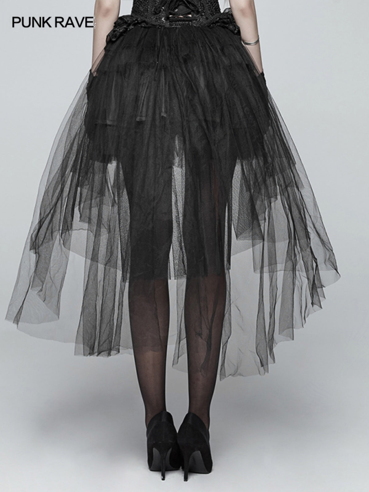 Punk Mesh Lace Midi Skirt