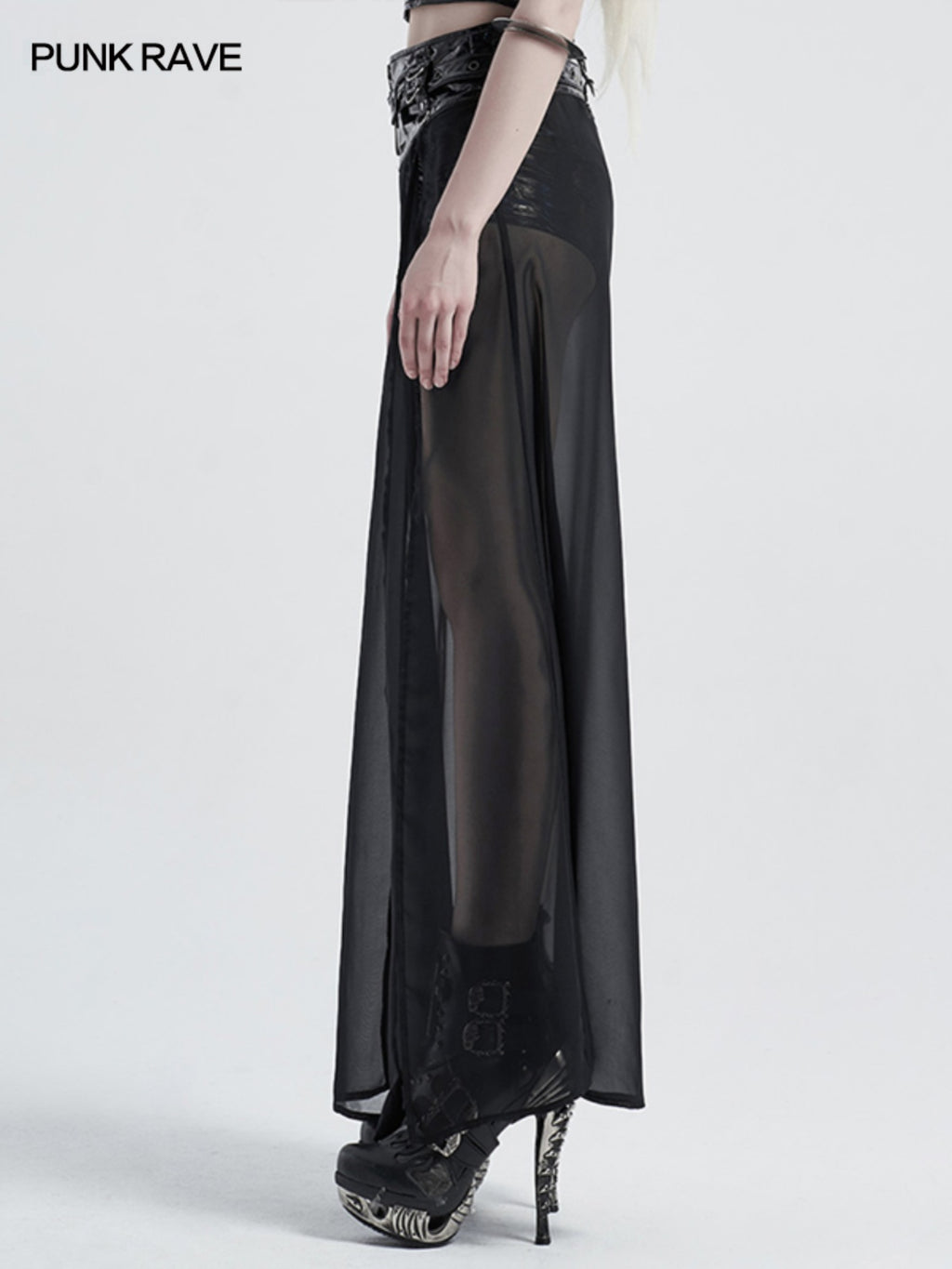 Punk Mesh Split Layered Skirt