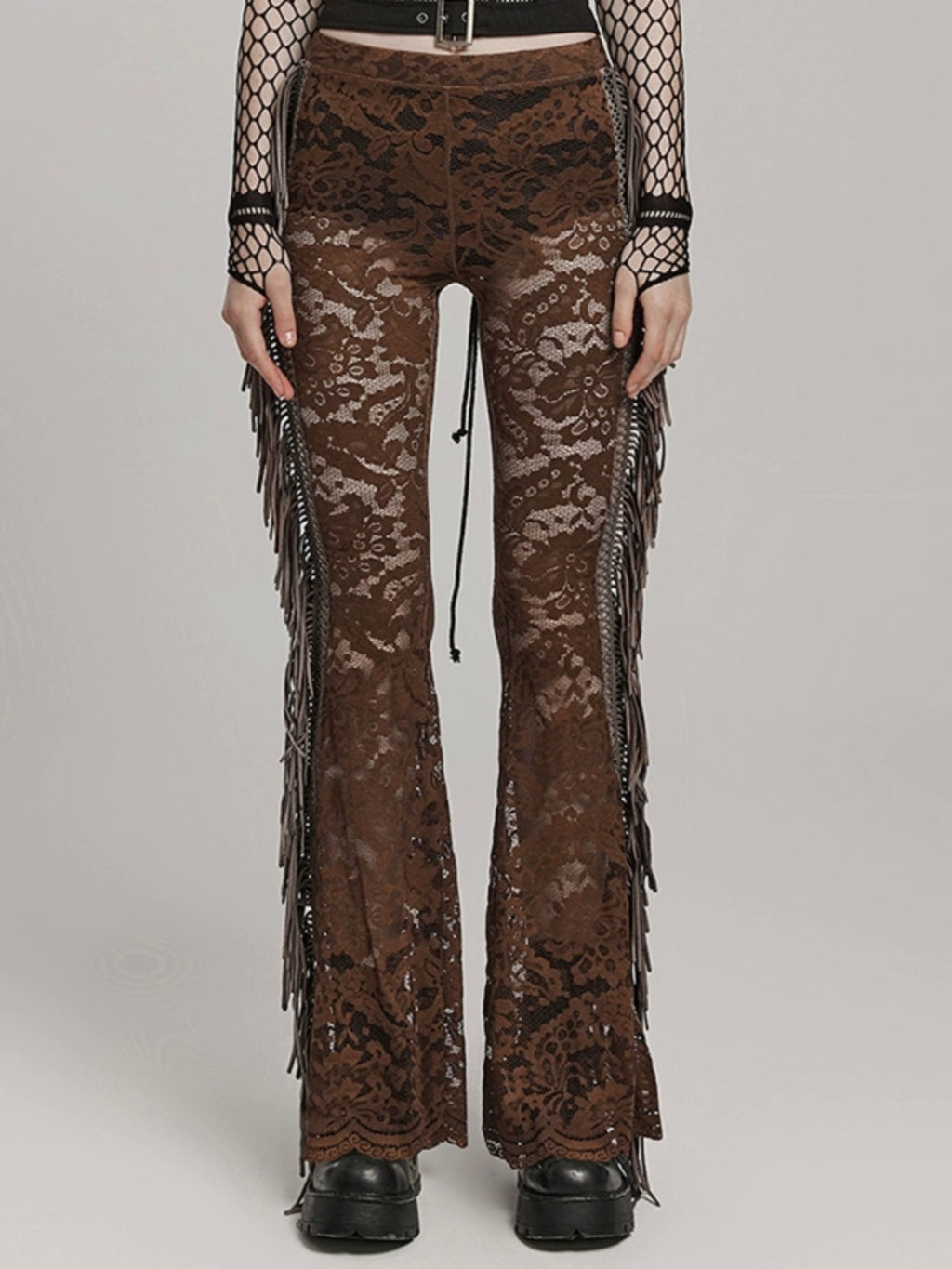 Goth Lace Flared Pants Women