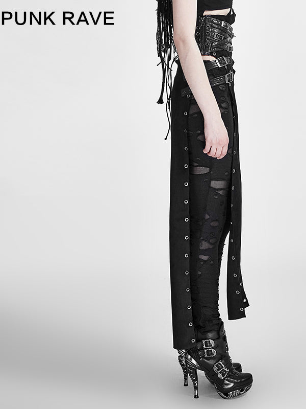 Double-Split Faux Suede Skirt