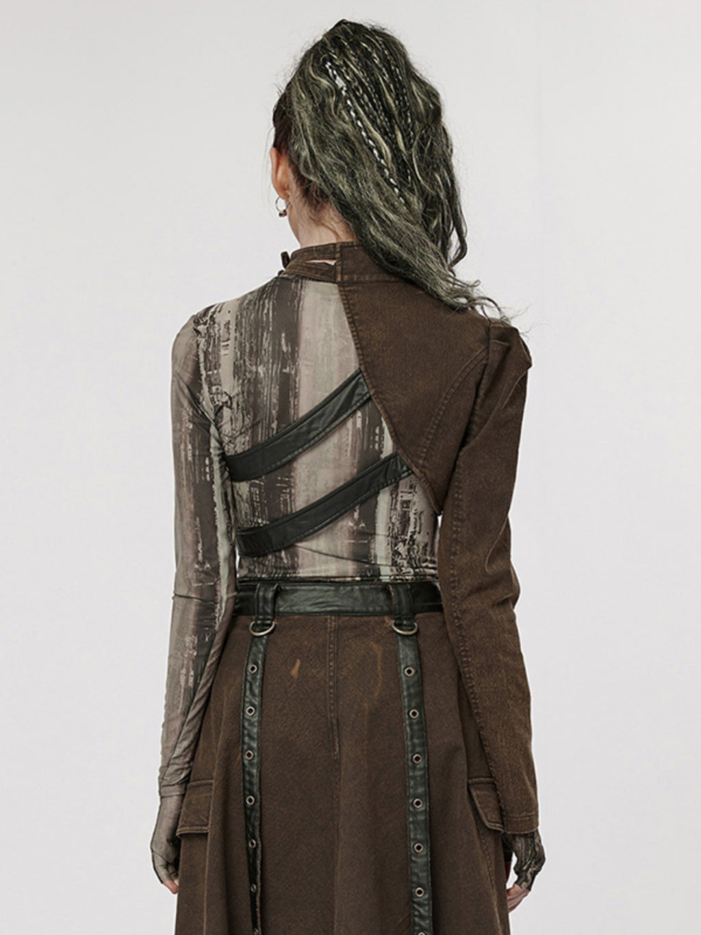 Punk Cropped Shoulder Cape Jacket
