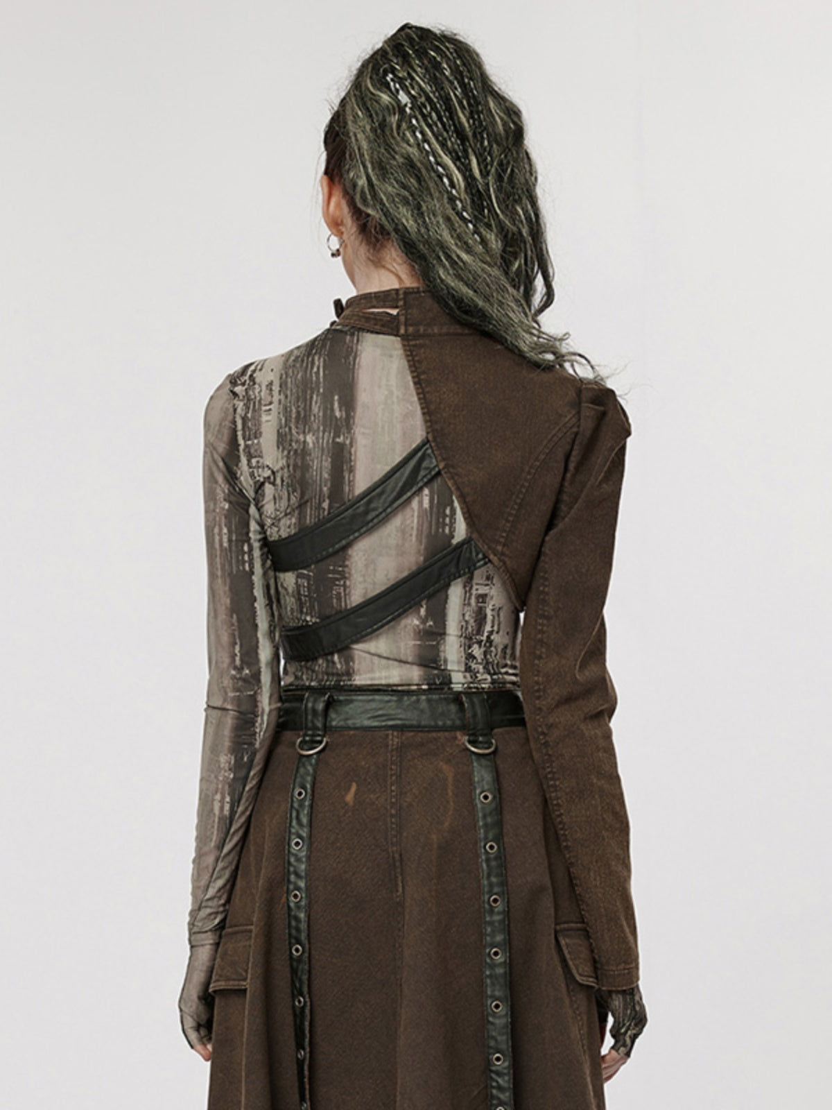 Punk Cropped Shoulder Cape Jacket