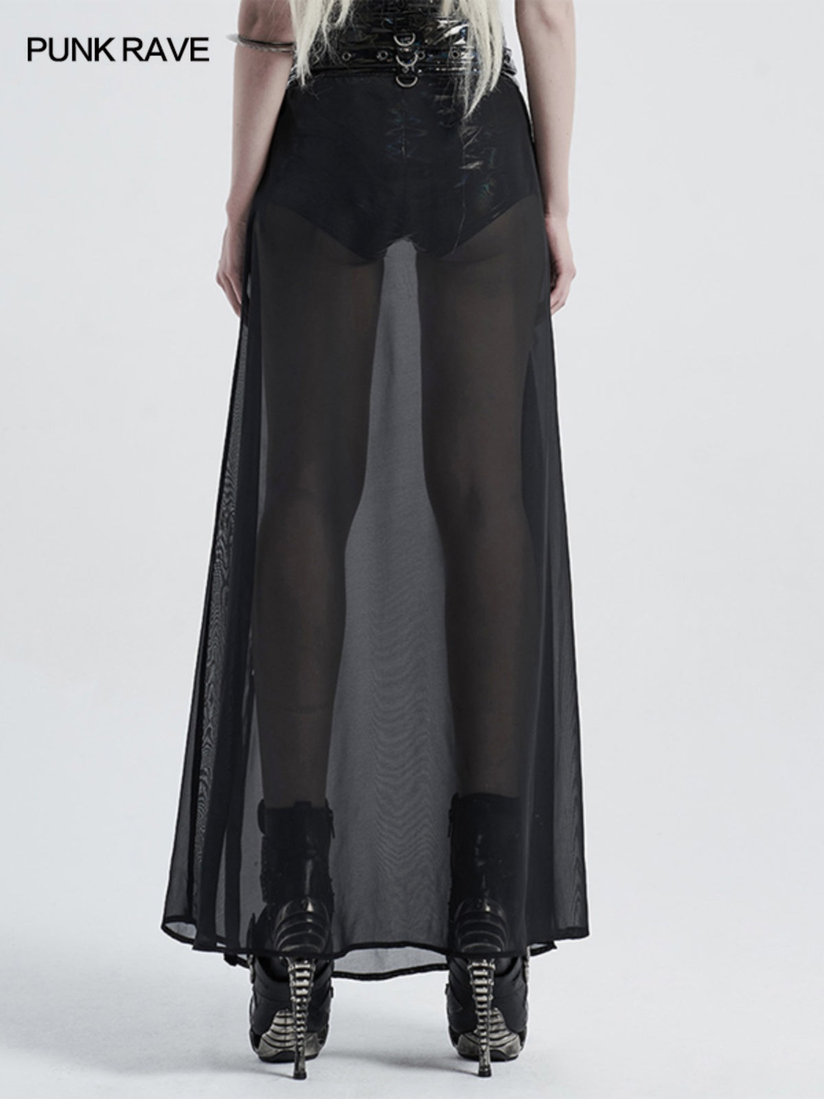 Punk Mesh Split Layered Skirt