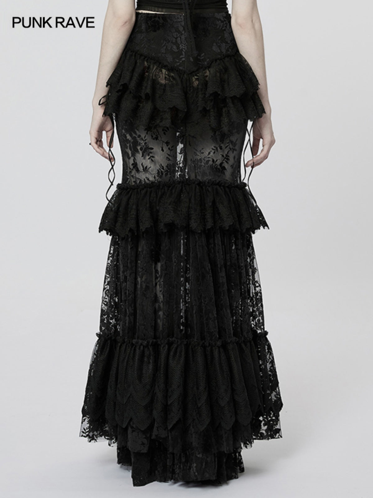 Punk Mesh Lace Midi Skirt