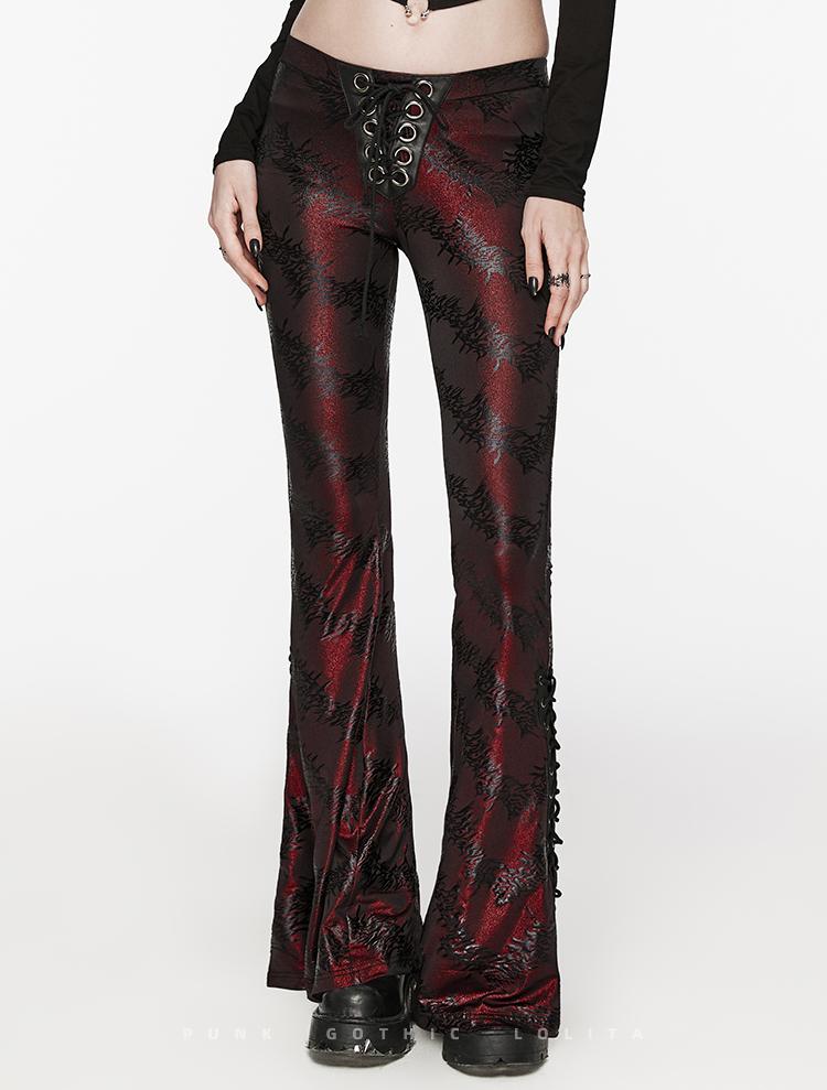 Metallic Jacquard Flared Pants Punk