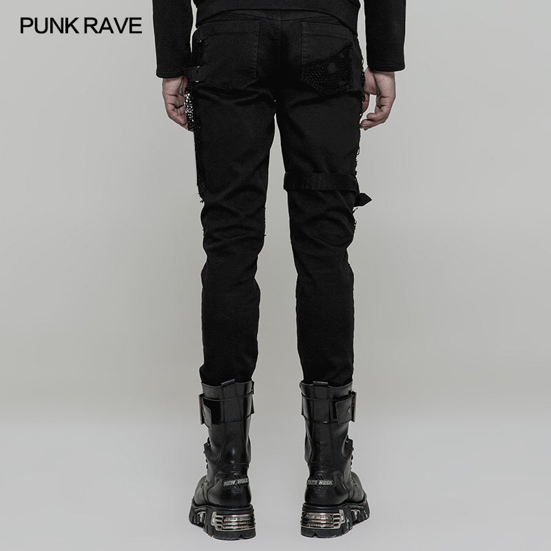 Punk Slim Black Straight Jeans