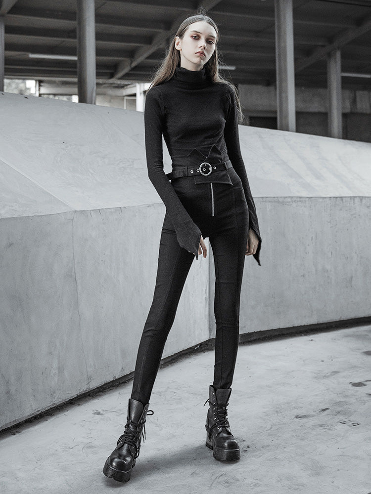 High-Waist Straight Black Jeans Women