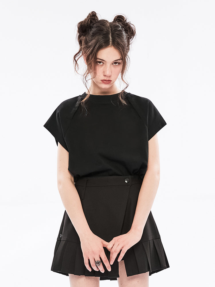 Punk Off-Shoulder Black Tee