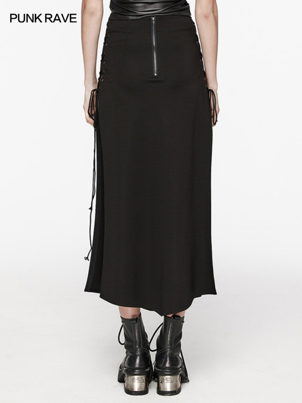 High-slit punk bodycon maxi skirt