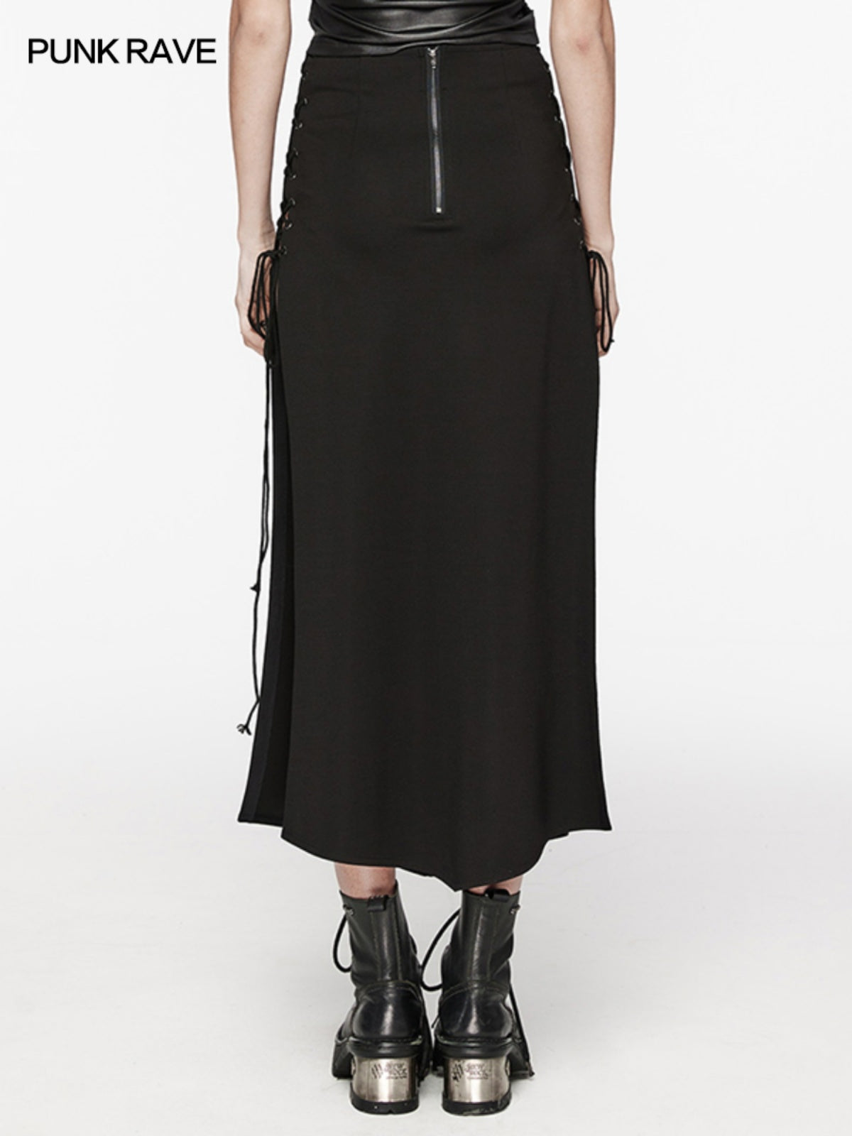 High-slit punk bodycon maxi skirt