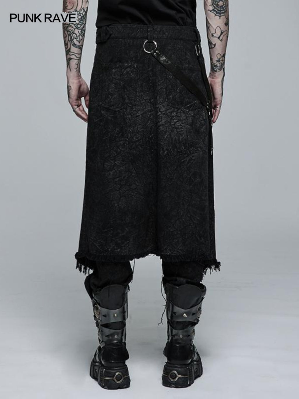 Goth asymmetric stage kilt-pants