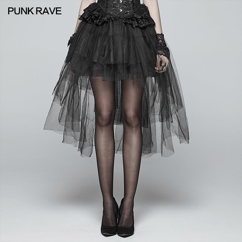 Punk Mesh Lace Midi Skirt