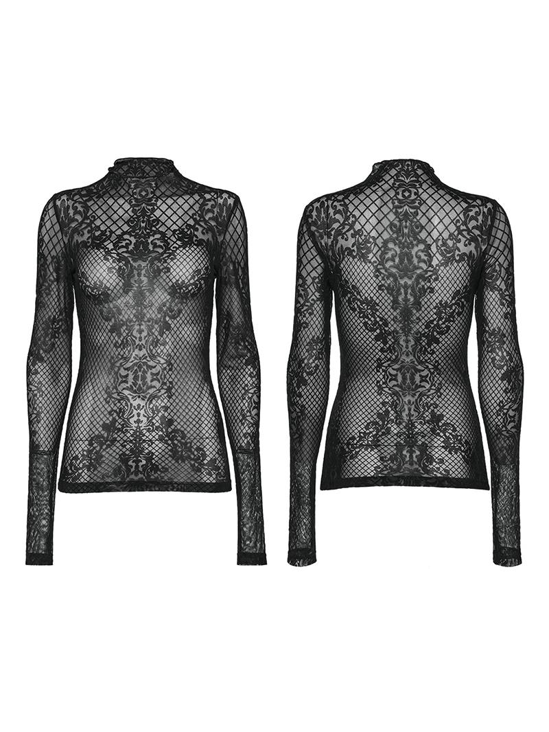 Goth Velvet Turtleneck Lace Top