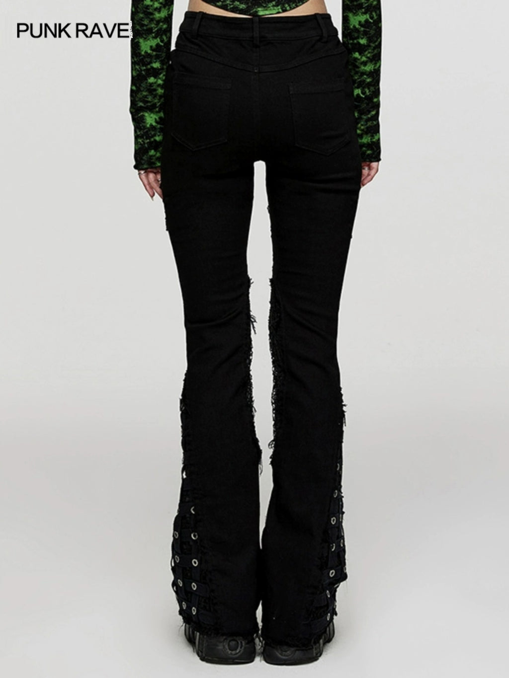 Punk Ripped Flared Jeans Women