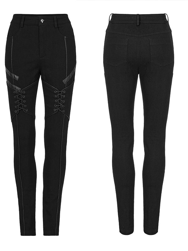 High-Waist Black Punk Leggings