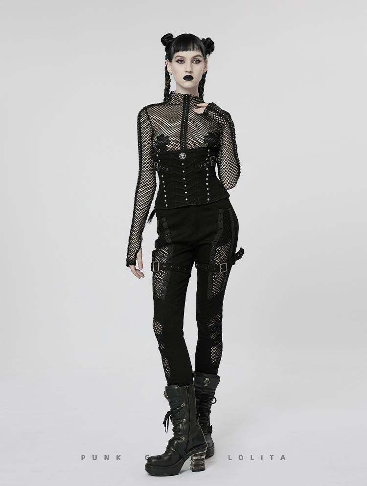 Mesh Cutout Skinny Pants Women