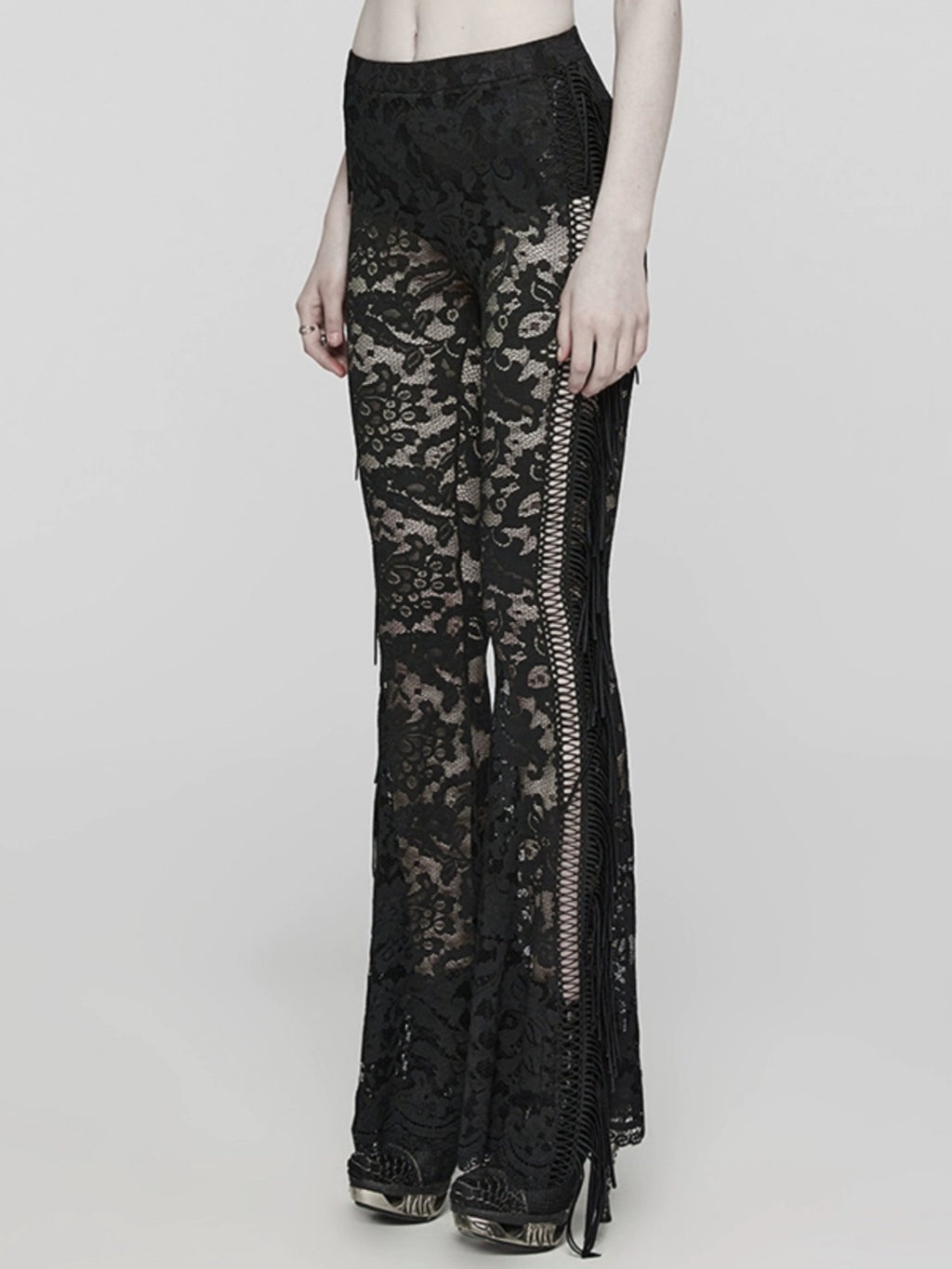 Goth Lace Flared Pants Women