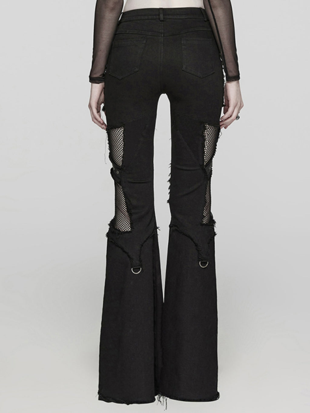 Punk Mesh Patchwork Flared Jeans