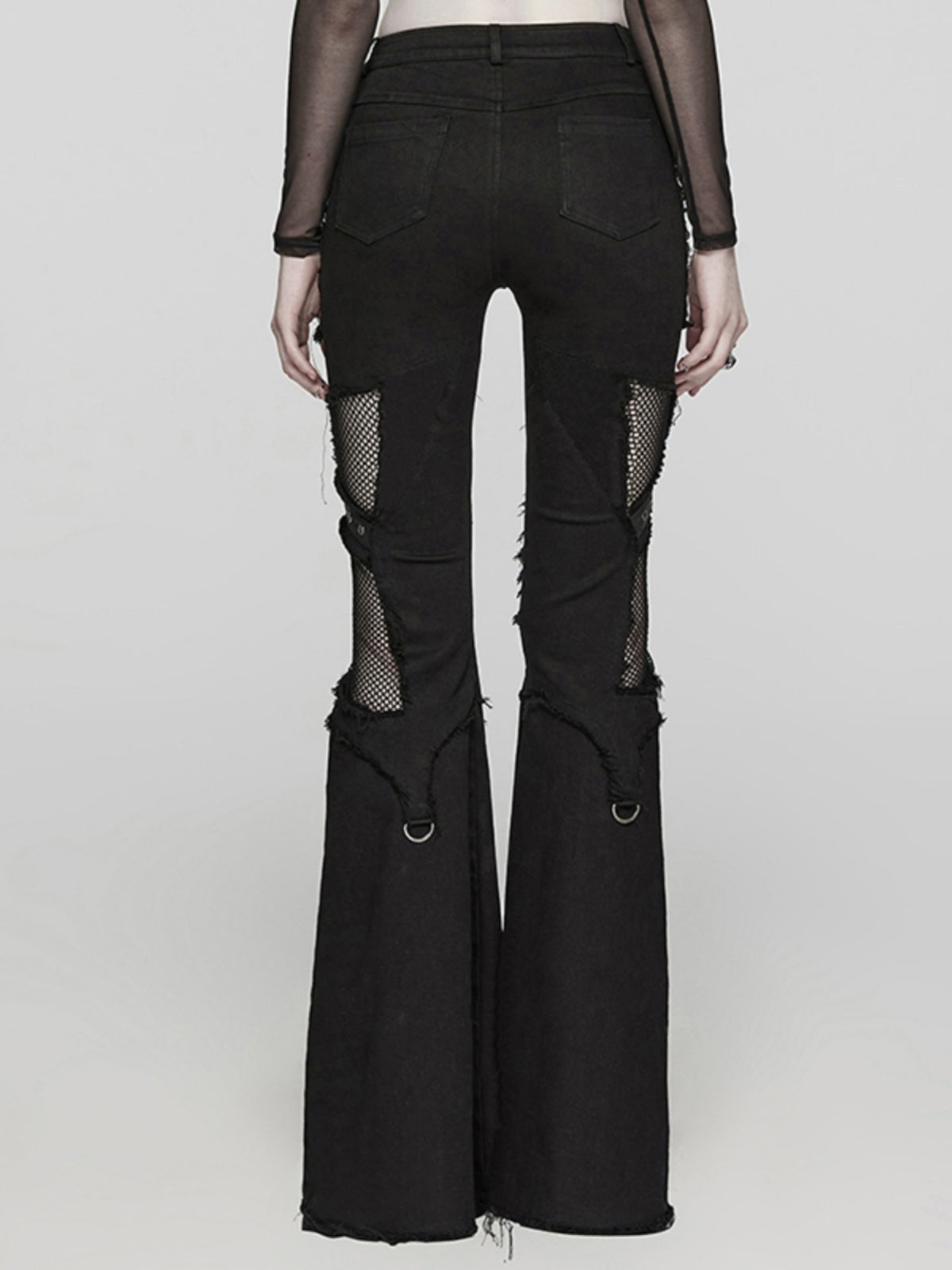 Punk Mesh Patchwork Flared Jeans