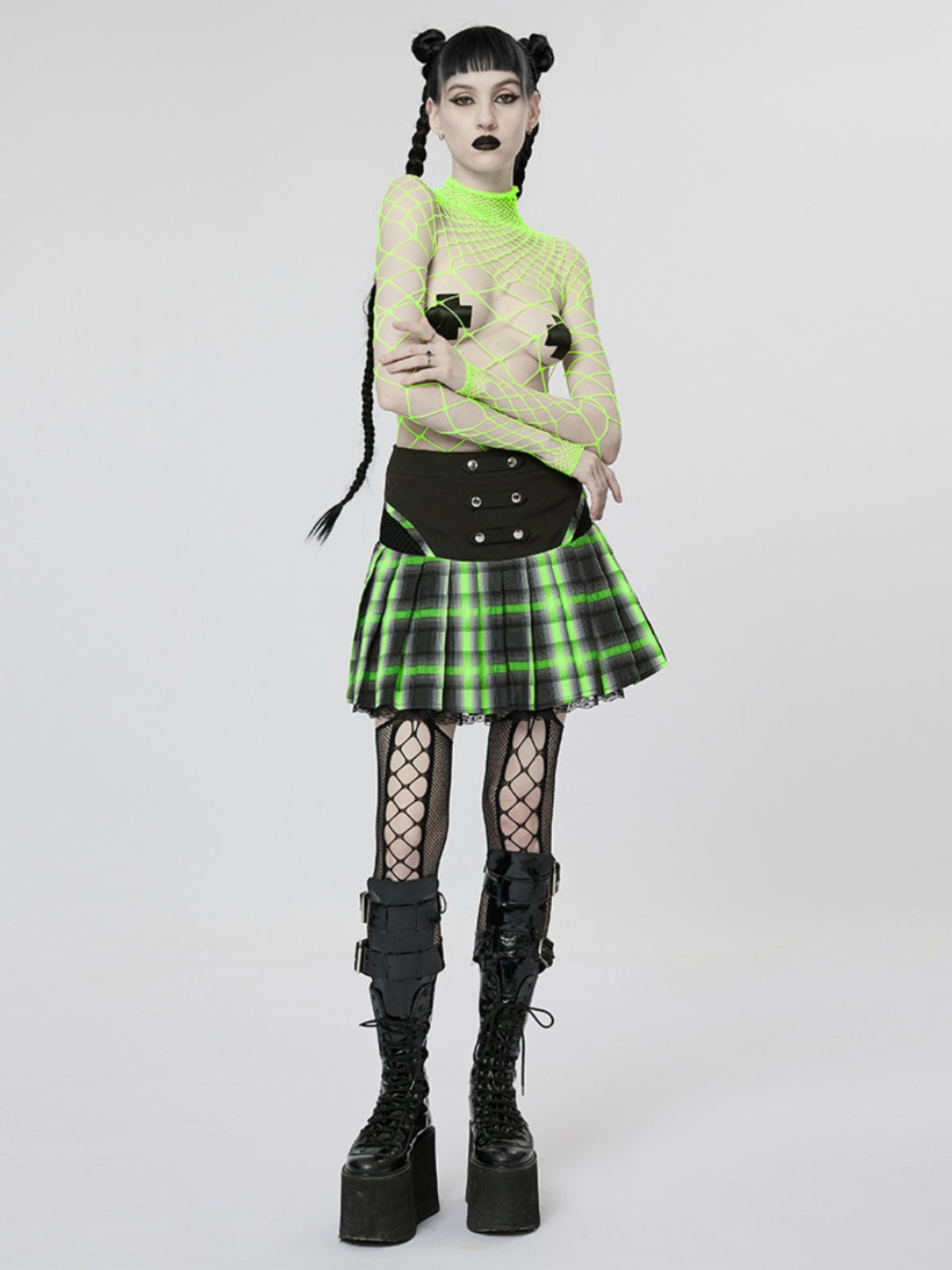 Pleated A-Line Mini Skirt