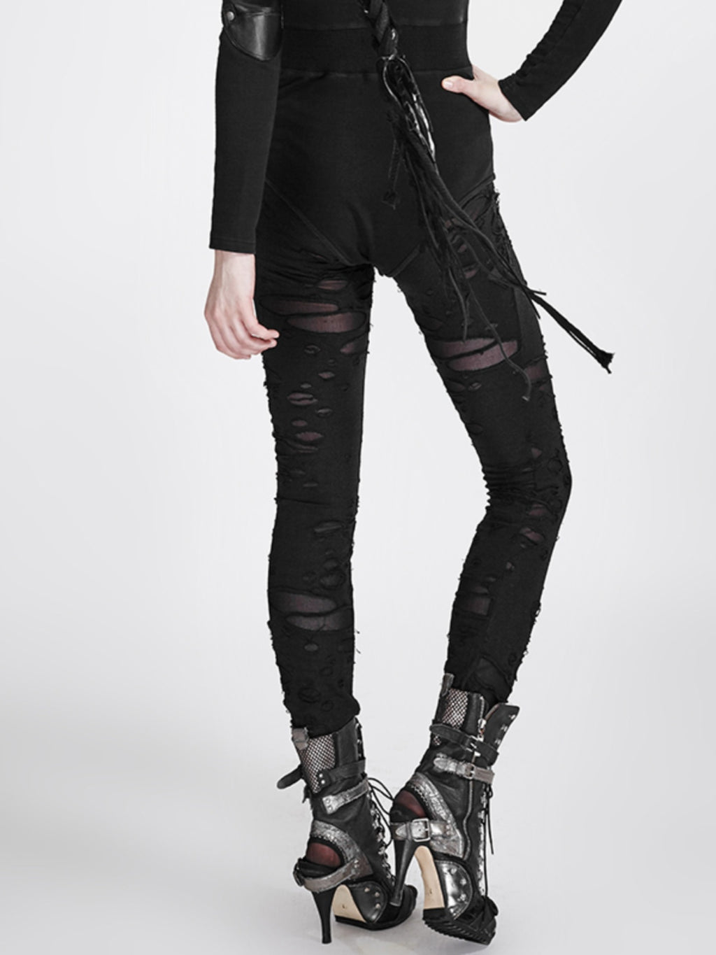 Goth Cutout Steampunk Skinny Pants