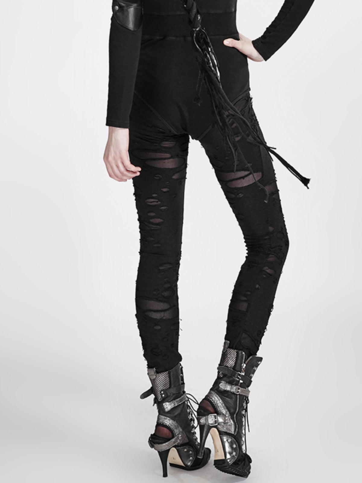 Goth Cutout Steampunk Skinny Pants