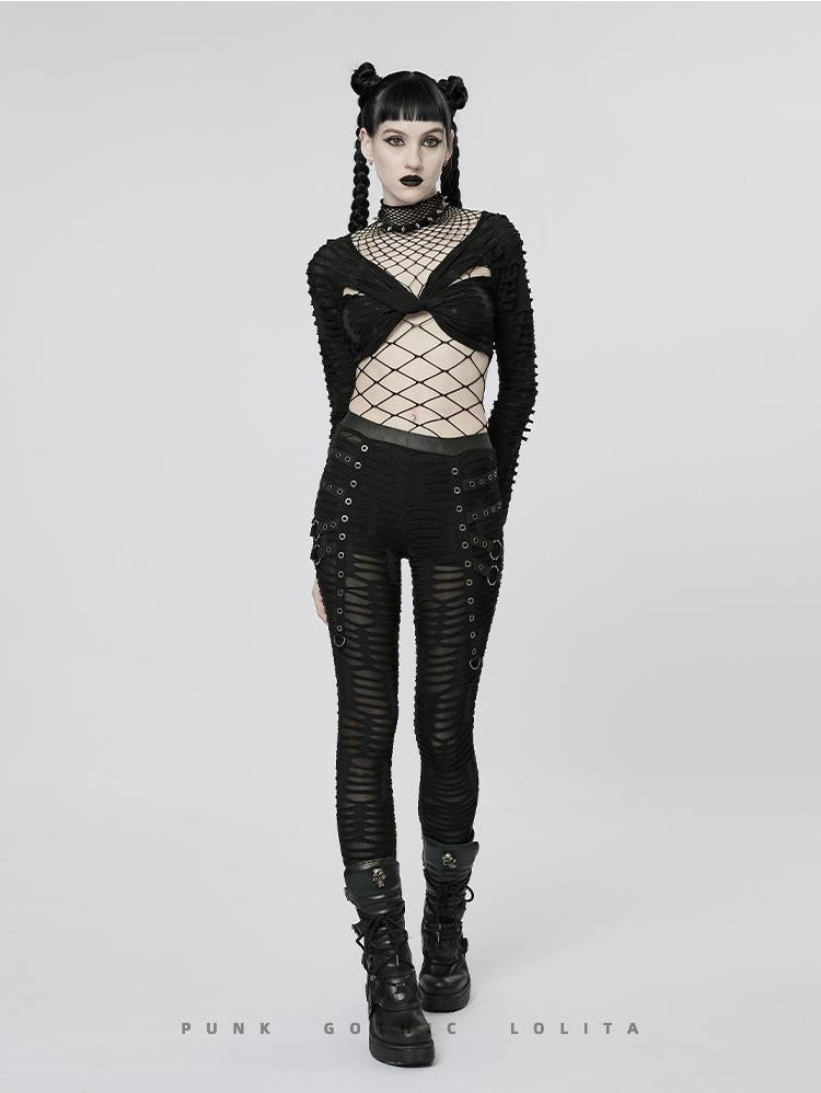 Goth Sheer Cutout Skinny Pants